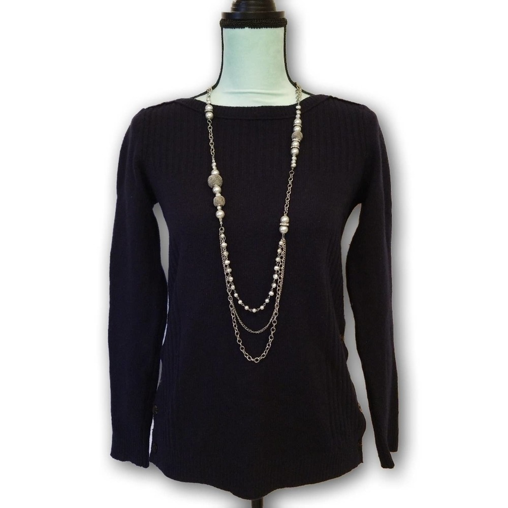 Madewell Pinewood 100% Merino Wool Sweater Navy XS - Picture 3 of 16